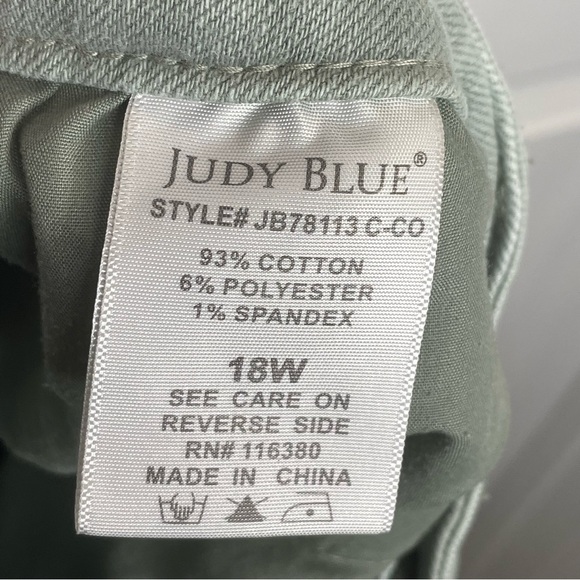 Judy Blue High Waist Capri Jeans Cropped Stretch in Sage Green 18W - Picture 9 of 12